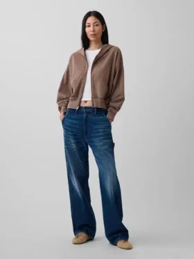Bluza z kapturem z miękkiej dzianiny frotte „Vintage”