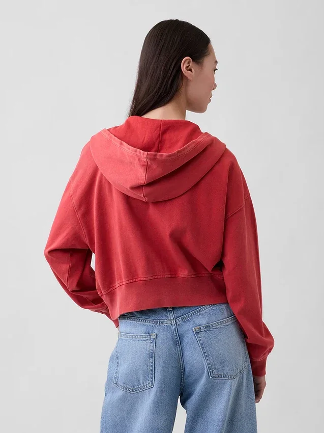 Bluza z kapturem z miękkiej dzianiny frotte „Vintage”