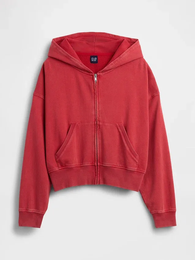 Bluza z kapturem z miękkiej dzianiny frotte „Vintage”