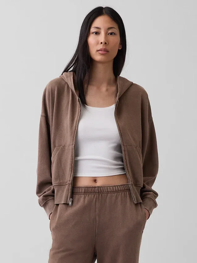 Bluza z kapturem z miękkiej dzianiny frotte „Vintage”