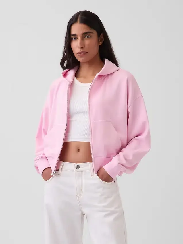Bluza z kapturem z miękkiej frotte Vintagesoft, oversize, z zamkiem i klinowym krojem
