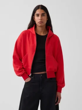 Bluza z kapturem z miękkiej frotte Vintagesoft, oversize, z zamkiem i klinowym krojem