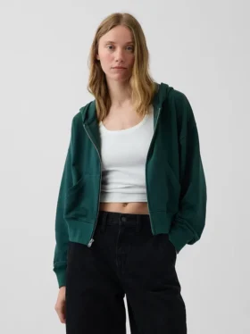 Bluza z kapturem z miękkiej frotte Vintagesoft, oversize, z zamkiem i klinowym krojem