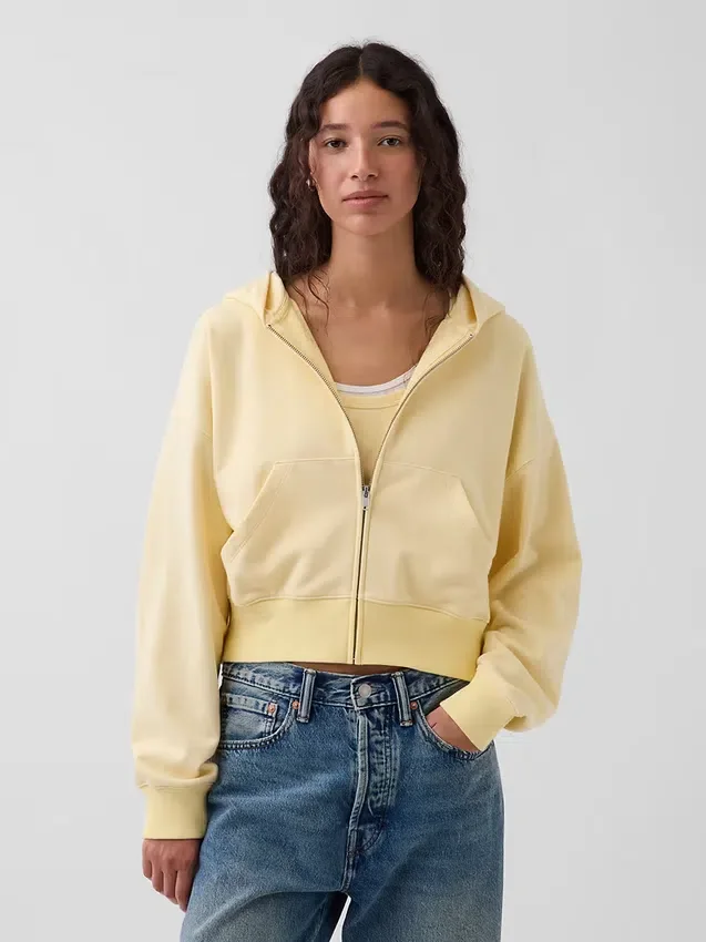 Bluza z kapturem z miękkiej frotte Vintagesoft, oversize, z zamkiem i klinowym krojem