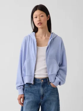 Bluza z kapturem z miękkiej frotte Vintagesoft, oversize, z zamkiem i klinowym krojem