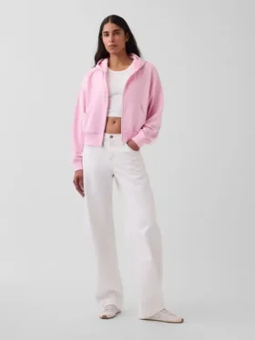 Bluza z kapturem z miękkiej frotte Vintagesoft, oversize, z zamkiem i klinowym krojem