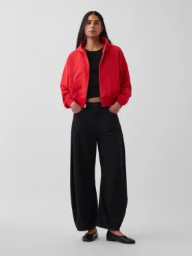 Bluza z kapturem z miękkiej frotte Vintagesoft, oversize, z zamkiem i klinowym krojem