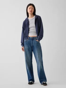 Bluza z kapturem z miękkiej frotte Vintagesoft, oversize, z zamkiem i klinowym krojem