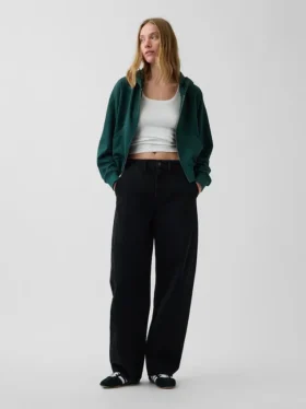 Bluza z kapturem z miękkiej frotte Vintagesoft, oversize, z zamkiem i klinowym krojem