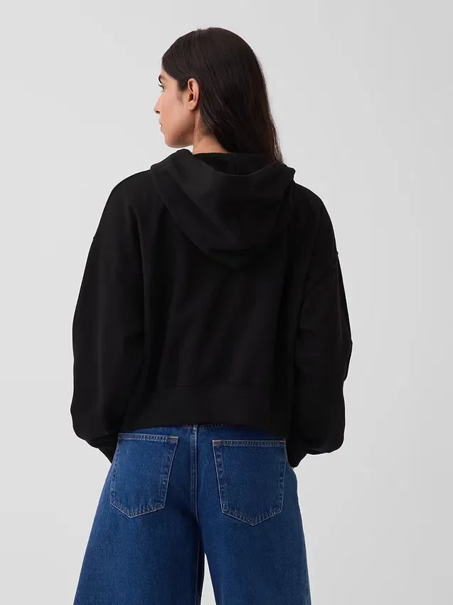 Bluza z kapturem z miękkiej frotte Vintagesoft, oversize, z zamkiem i klinowym krojem