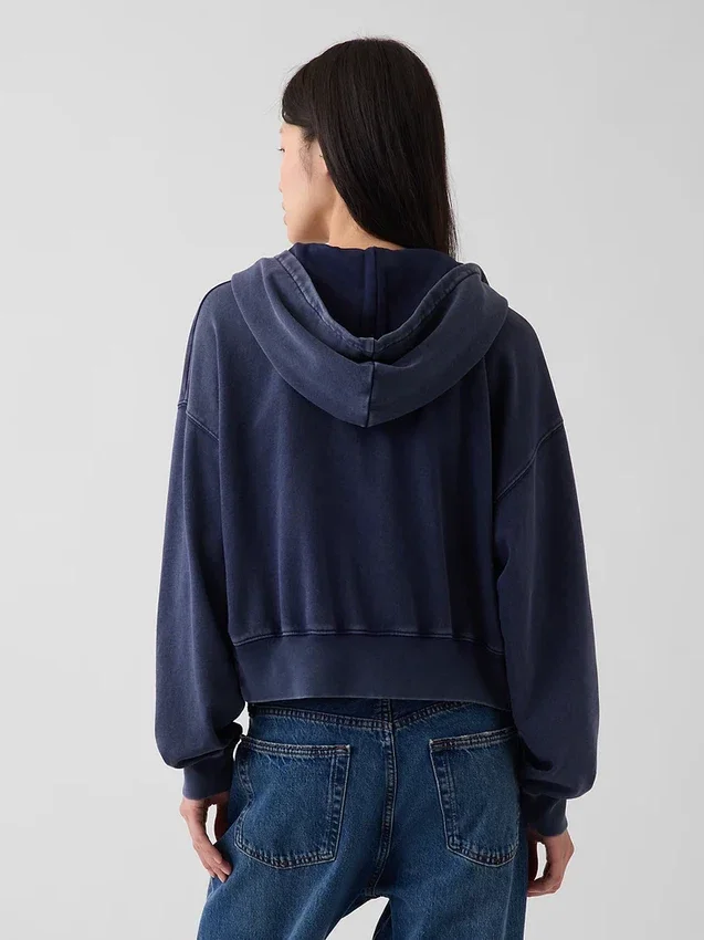 Bluza z kapturem z miękkiej frotte Vintagesoft, oversize, z zamkiem i klinowym krojem