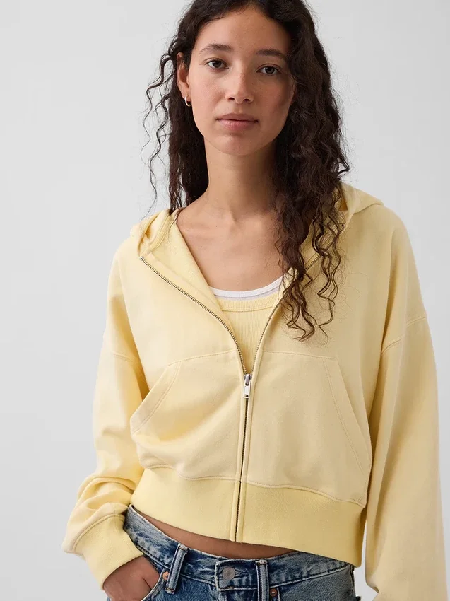 Bluza z kapturem z miękkiej frotte Vintagesoft, oversize, z zamkiem i klinowym krojem
