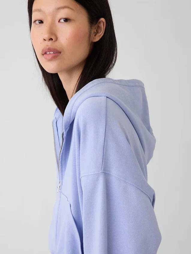 Bluza z kapturem z miękkiej frotte Vintagesoft, oversize, z zamkiem i klinowym krojem
