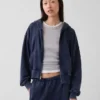 Bluza z kapturem z miękkiej frotte Vintagesoft, oversize, z zamkiem i klinowym krojem