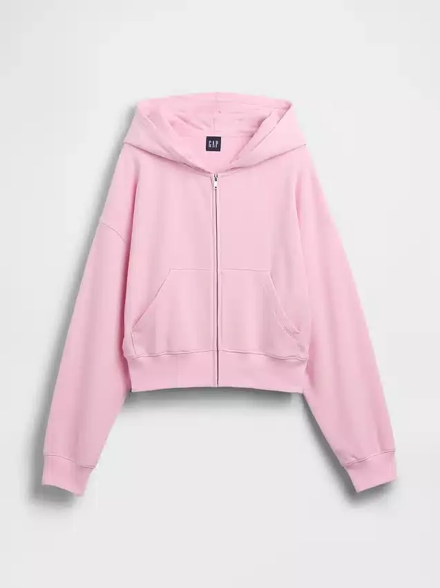 Bluza z kapturem z miękkiej frotte Vintagesoft, oversize, z zamkiem i klinowym krojem