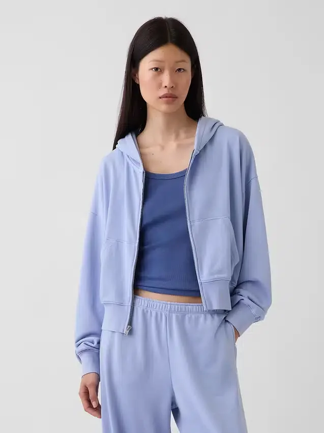 Bluza z kapturem z miękkiej frotte Vintagesoft, oversize, z zamkiem i klinowym krojem