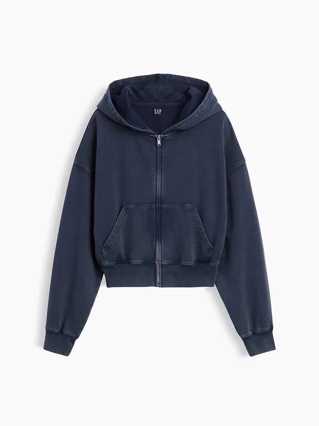Bluza z kapturem z miękkiej frotte Vintagesoft, oversize, z zamkiem i klinowym krojem