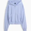 Bluza z kapturem z miękkiej frotte Vintagesoft, oversize, z zamkiem i klinowym krojem