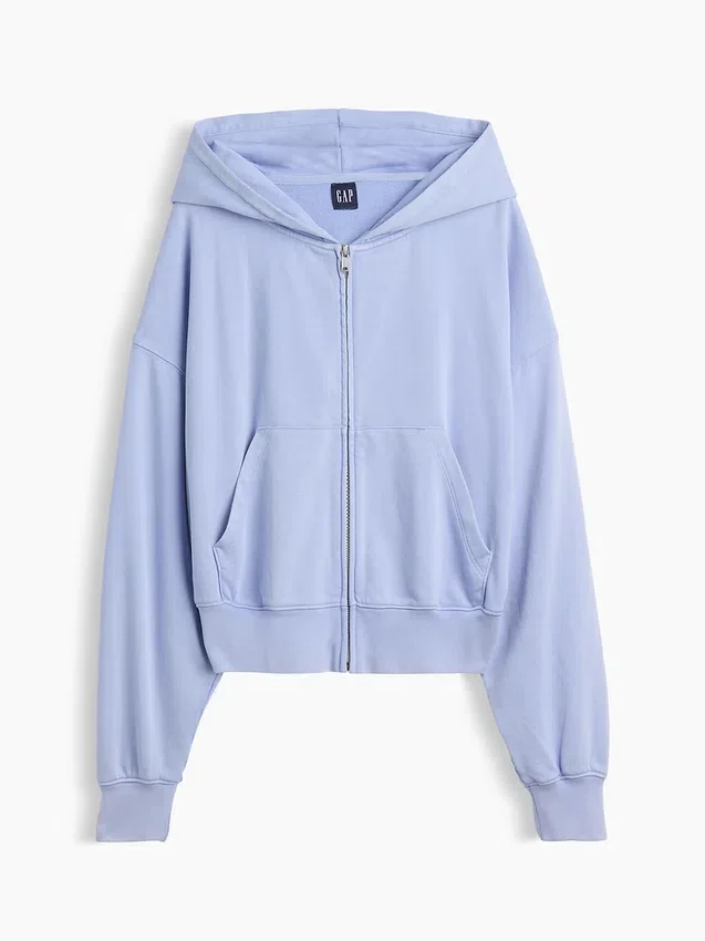 Bluza z kapturem z miękkiej frotte Vintagesoft, oversize, z zamkiem i klinowym krojem