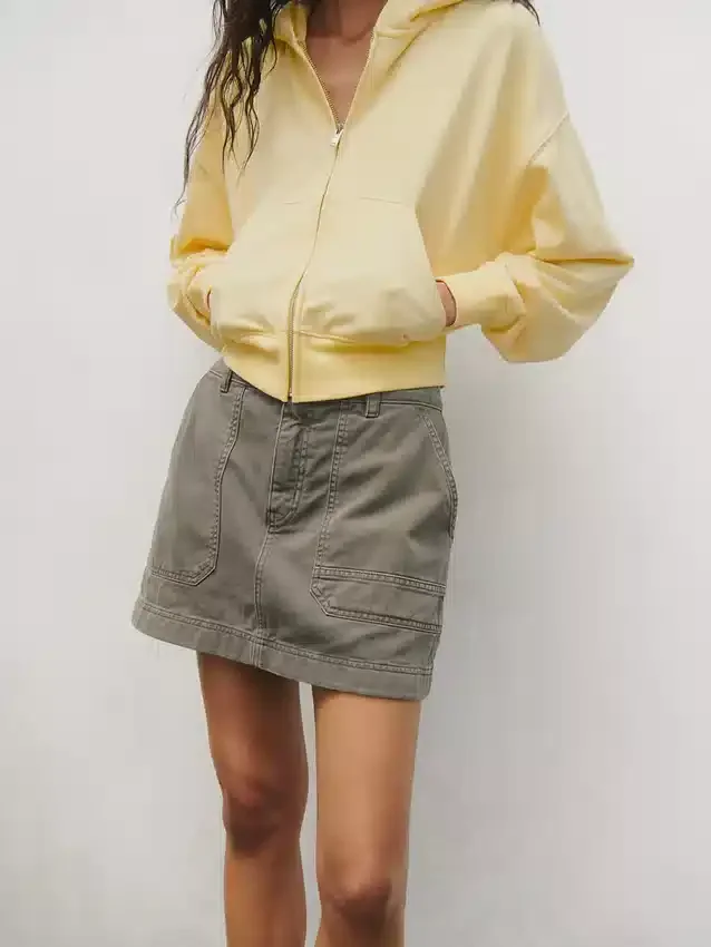 Bluza z kapturem z miękkiej frotte Vintagesoft, oversize, z zamkiem i klinowym krojem