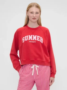 Bluza z nadrukiem logo GAP × Summer Fridays w stylu oversize z raglanowymi rękawami
