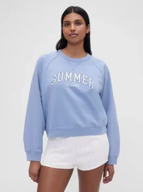 Bluza z nadrukiem logo GAP × Summer Fridays w stylu oversize z raglanowymi rękawami