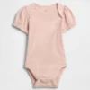 Body „Baby First Favorites” z prążkowanym materiałem i bufiastymi rękawami
