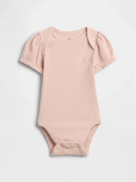 Body „Baby First Favorites” z prążkowanym materiałem i bufiastymi rękawami
