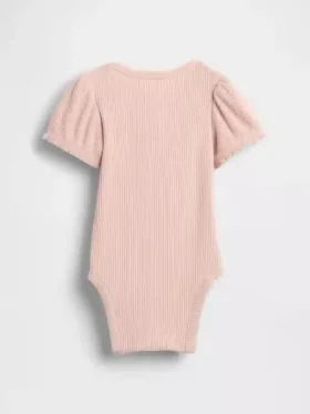Body „Baby First Favorites” z prążkowanym materiałem i bufiastymi rękawami