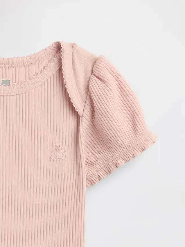 Body „Baby First Favorites” z prążkowanym materiałem i bufiastymi rękawami