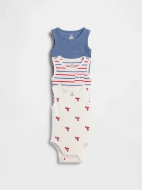 Body bez rękawów z kieszenią „Baby First Favorites” z dzianiny Tinyrib (pakiet 3 szt.)