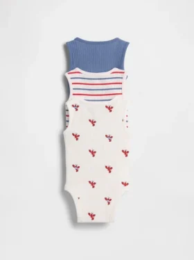 Body bez rękawów z kieszenią „Baby First Favorites” z dzianiny Tinyrib (pakiet 3 szt.)