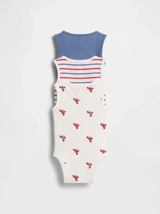 Body bez rękawów z kieszenią „Baby First Favorites” z dzianiny Tinyrib (pakiet 3 szt.)