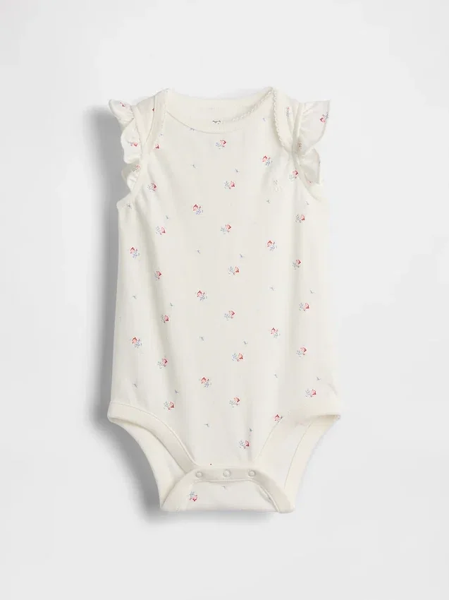 Body dla niemowląt z bawełny organicznej z falbanowymi rękawami z serii „Baby First Favorites”