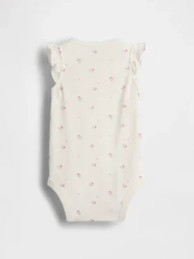 Body dla niemowląt z bawełny organicznej z falbanowymi rękawami z serii „Baby First Favorites”
