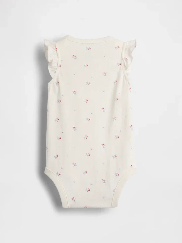 Body dla niemowląt z bawełny organicznej z falbanowymi rękawami z serii „Baby First Favorites”