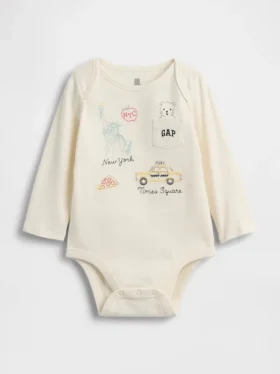 Body z kieszenią z logo NYC z bawełny organicznej z serii „Baby First Favorites”