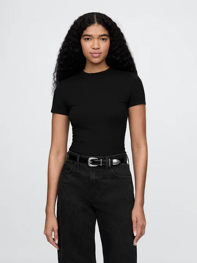 Body z T-shirta z dzianiny o gęstym splocie