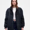 Bomber oversize z dzianinowymi wykończeniami