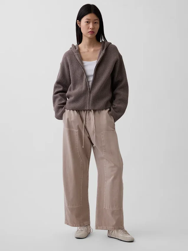 CashSoft Oversized Shaker-Stitch Zip Hoodie