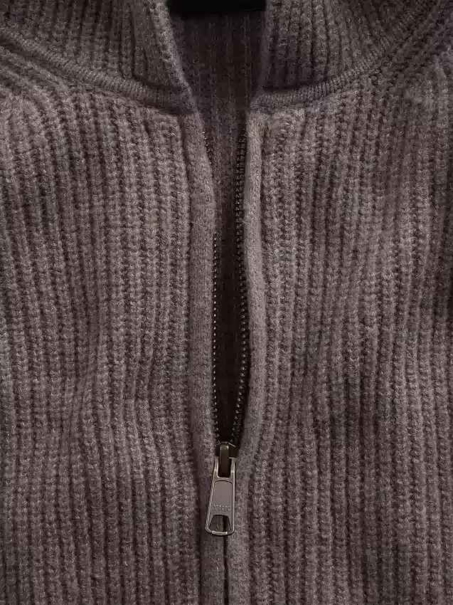 CashSoft Oversized Shaker-Stitch Zip Hoodie