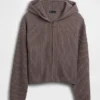 CashSoft Oversized Shaker-Stitch Zip Hoodie
