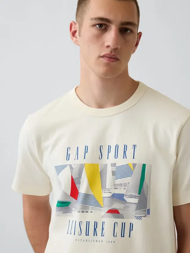 Ciężka koszulka z nadrukiem Gap Sport