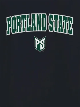 Czarna koszulka z nadrukiem przedstawiającym Arch Logo Uniwersytetu Stanowego w Portland