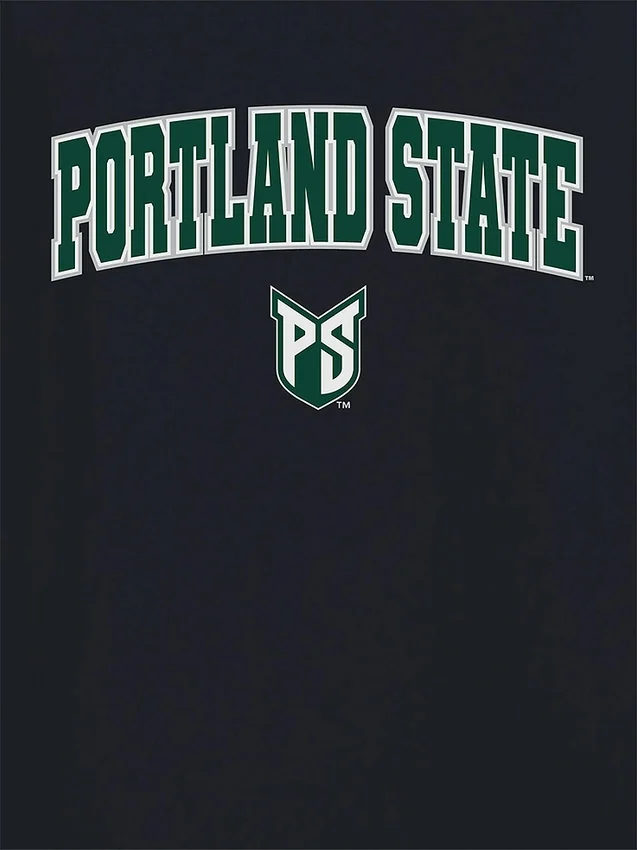 Czarna koszulka z nadrukiem przedstawiającym Arch Logo Uniwersytetu Stanowego w Portland