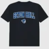 Czarny T-shirt z nadrukiem Arch Logo Uniwersytetu Seton Hall
