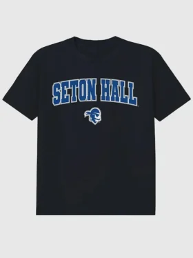Czarny T-shirt z nadrukiem Arch Logo Uniwersytetu Seton Hall