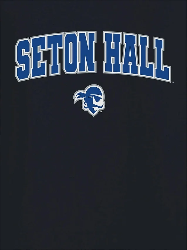 Czarny T-shirt z nadrukiem Arch Logo Uniwersytetu Seton Hall
