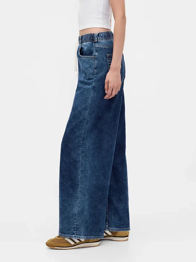 Dżinsy typu baggy z dzianiny dżinsowej o średnim stanie