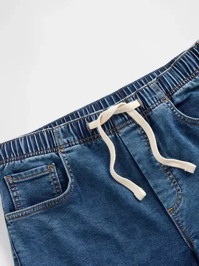 Dżinsy typu baggy z dzianiny dżinsowej o średnim stanie